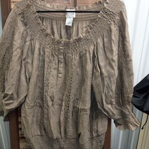 Care N Sport Women's Brown and Tan Blouse